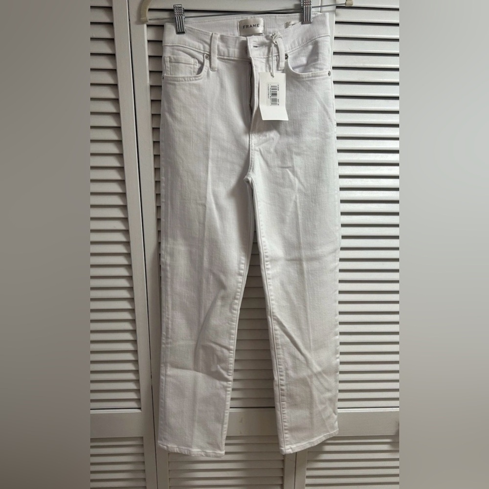 NEW FRAME Denim le sleek high rise straight leg jean, white 25 - Picture 9 of 12